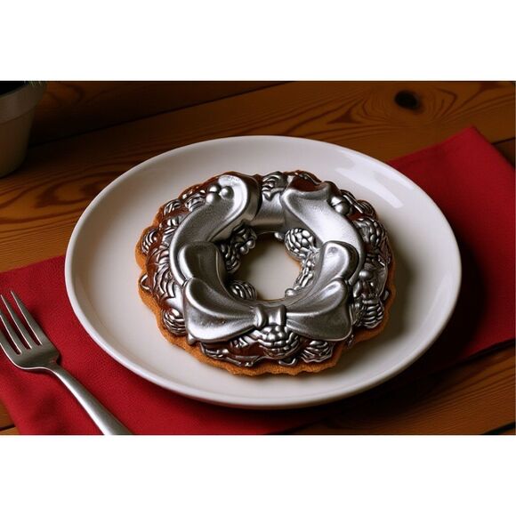 Nordic Ware Holiday Wreath Silver Cake Pan - Picture 1 of 5